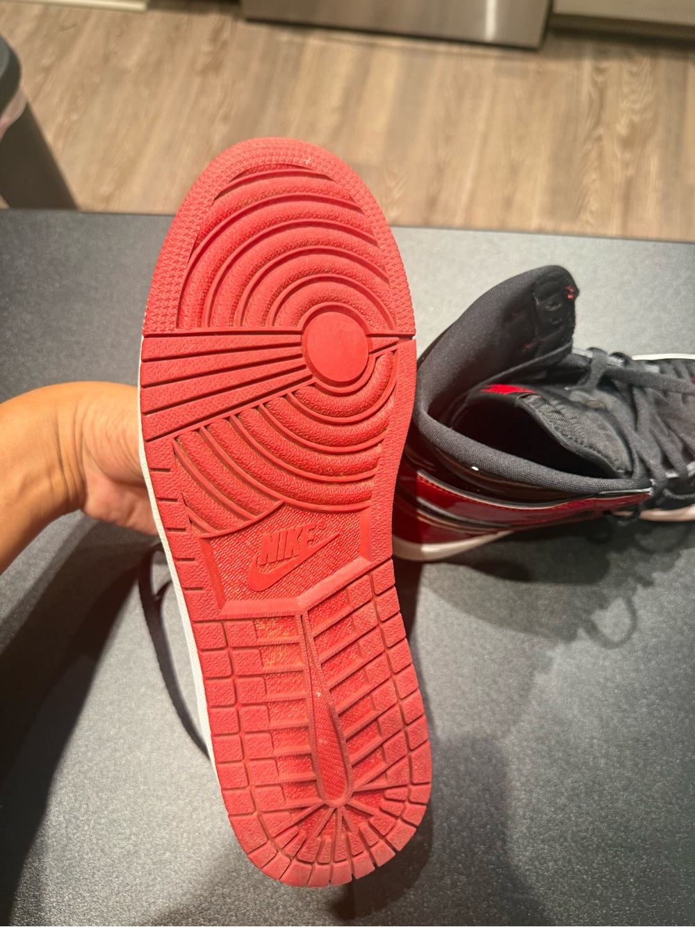 Nike Air Jordan 1 Retro High OG Black & Red Patent - Picture 8 of 11